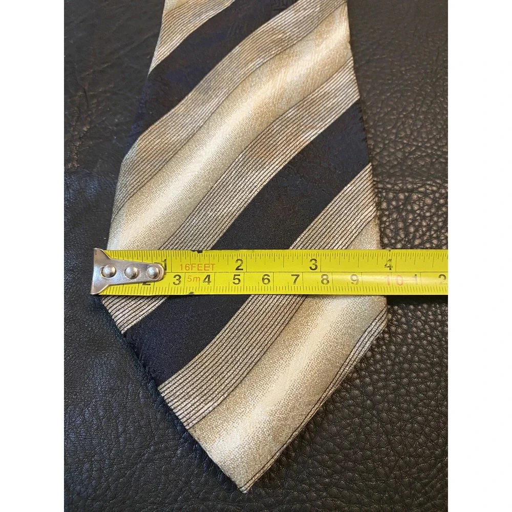 Bardelli Roma Mens Necktie Black Tan Geometric 100% Silk Made In Italy Classic